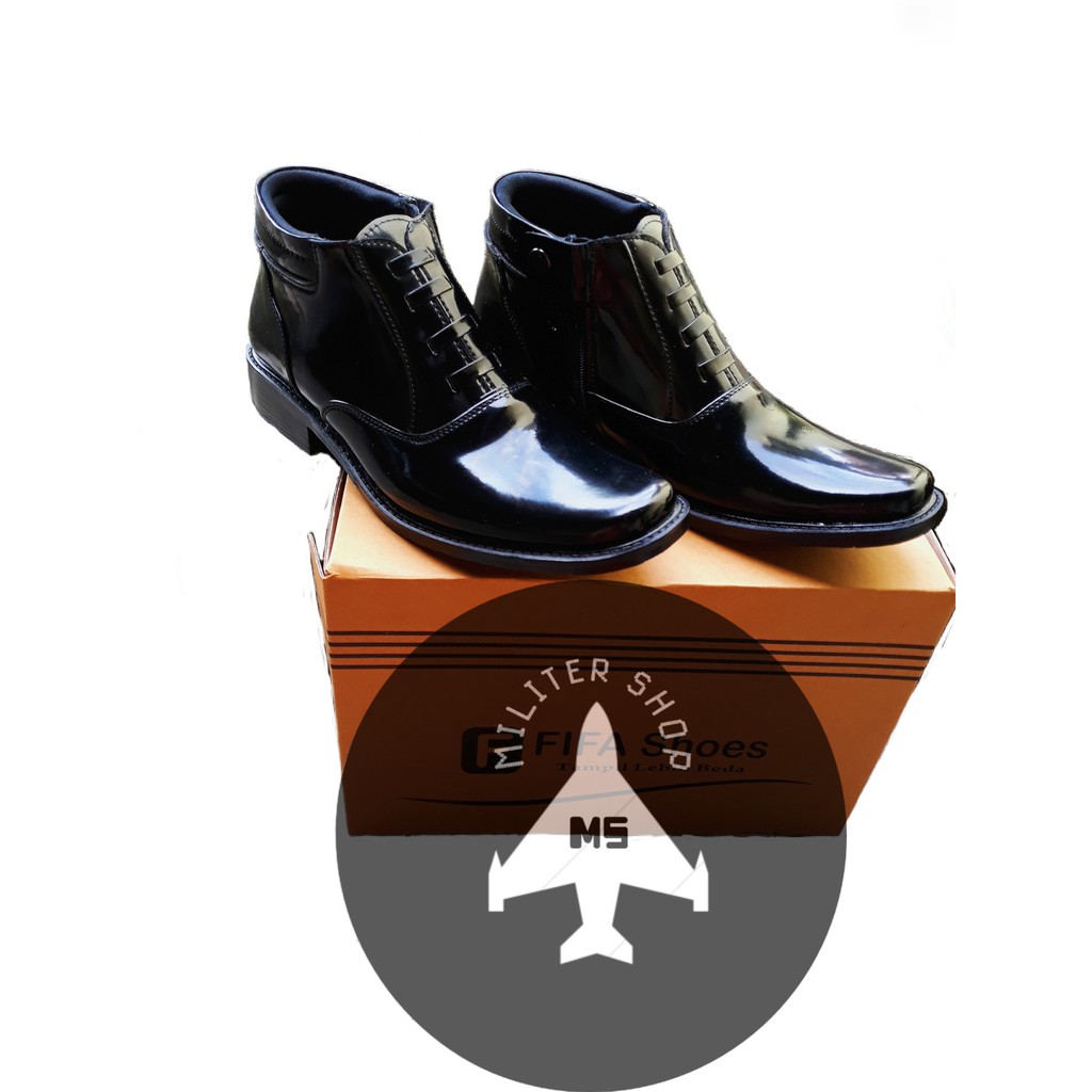 Sepatu PDH Variasi Resleting - Sepatu PDH POLRI - Sepatu Pantofel Pria - Sepatu PDH Kilap