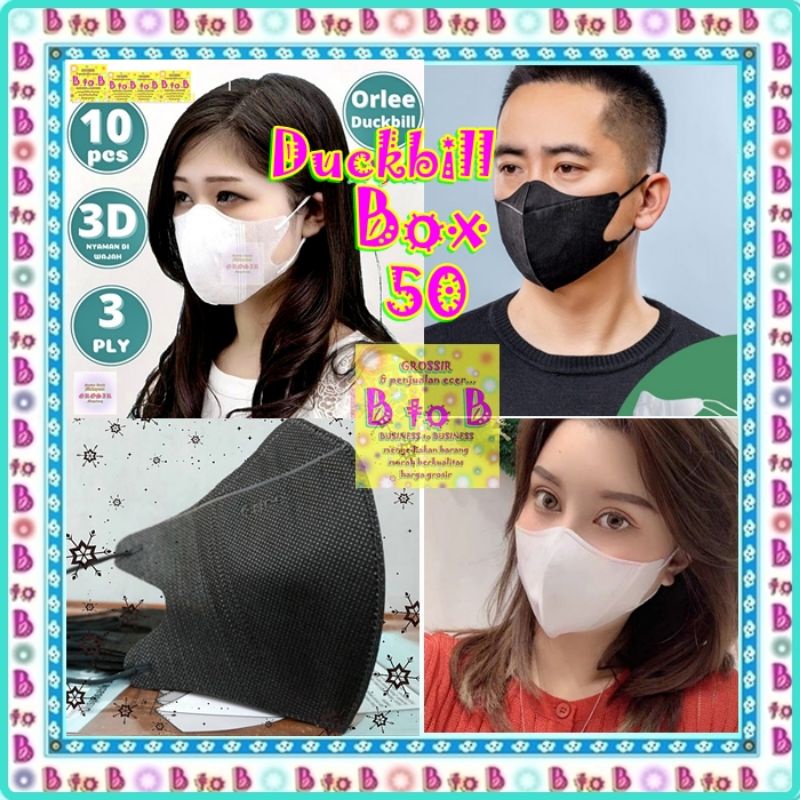 Orlee Duckbill isi 50 - masker Orlee duckbill - masker Duckbill Orlee 3 ply - Orlee Duckbill hitam -
