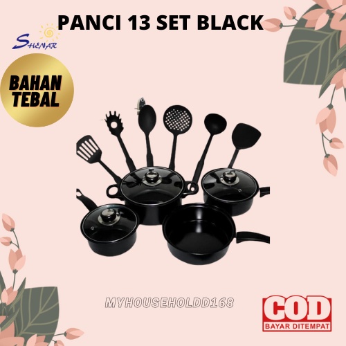 SHENAR! PANCI SET 13PCS - COOKWARE SET MARBLE &amp; SPATULA ANTI KARAT DAN BAHAN TEBAL MYHOUSEHOLDD168