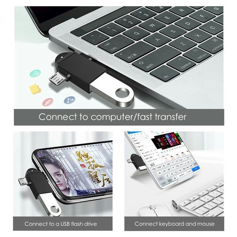 OTG 2in1 FLECO ORIGINAL OTG-07 MICRO &amp; TYPE PLUS ADAPTER USB FAST FILE DATA TRANSFER