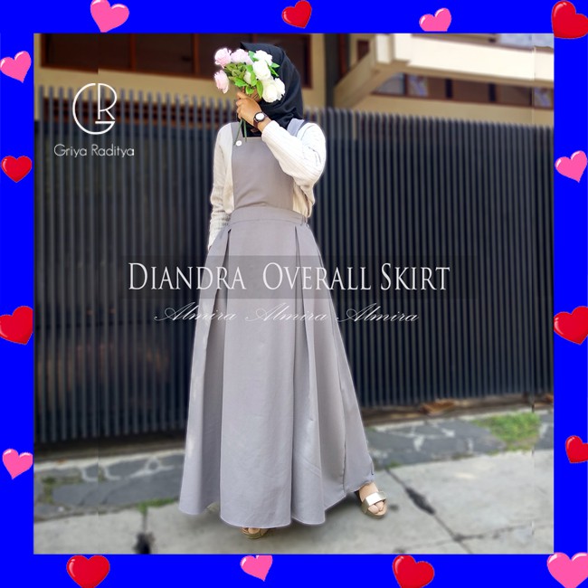 Overall Wanita Rok Panjang Baju Kodok Overal Dewasa Polos Muslimah Diandra Skirt Griyaraditya Almira