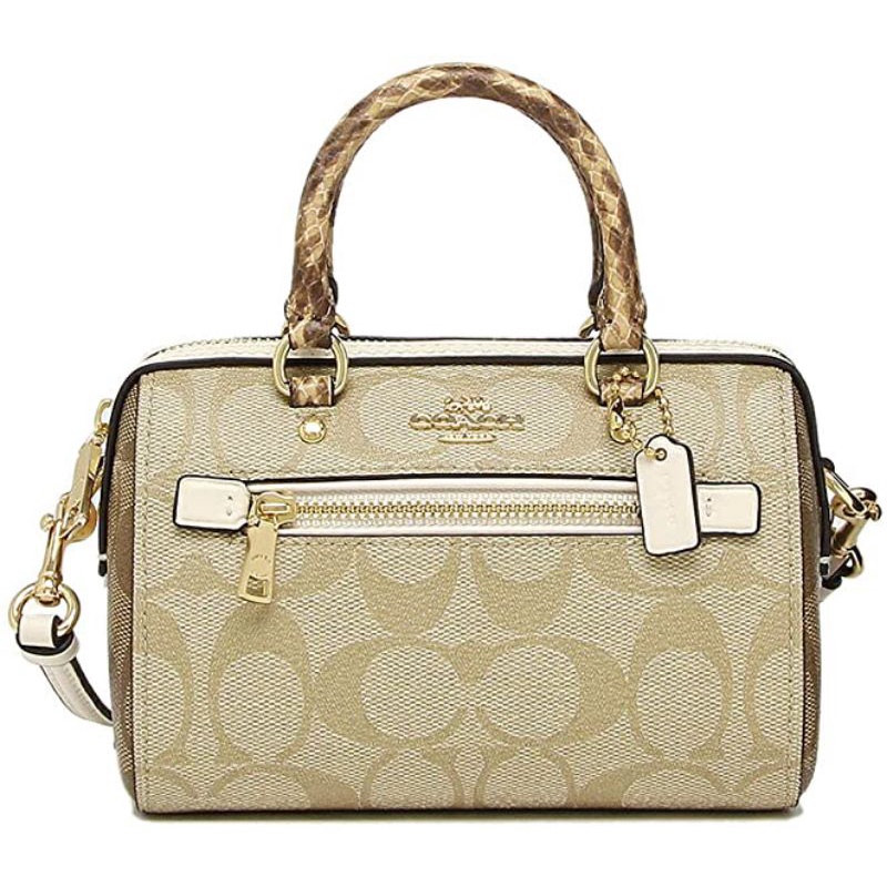 Coach Mini Boston Pillow Bag Lady Hand Messengger Bag Snake Patern Handle Size (C2300)