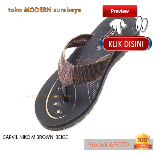 CARVIL NIKO M BROWN BEIGE sandal pria casual sandal jepit