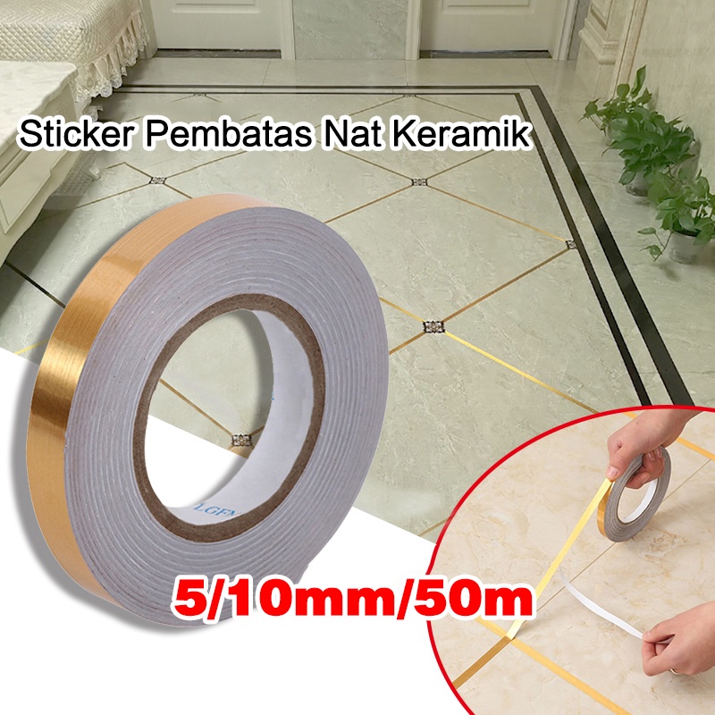 【5/10 MM * 50M】Sticker Pembatas Nat Keramik/Waterproof Floor Tile Stickers/Stiker Lantai Keramik/Gulungan Sticker Pembatas Nat Keramik