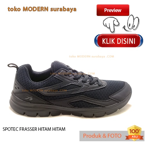 UKURAN JUMBO SPOTEC FRASSER HITAM HITAM sepatu pria sepatu sekolah sneakers tali