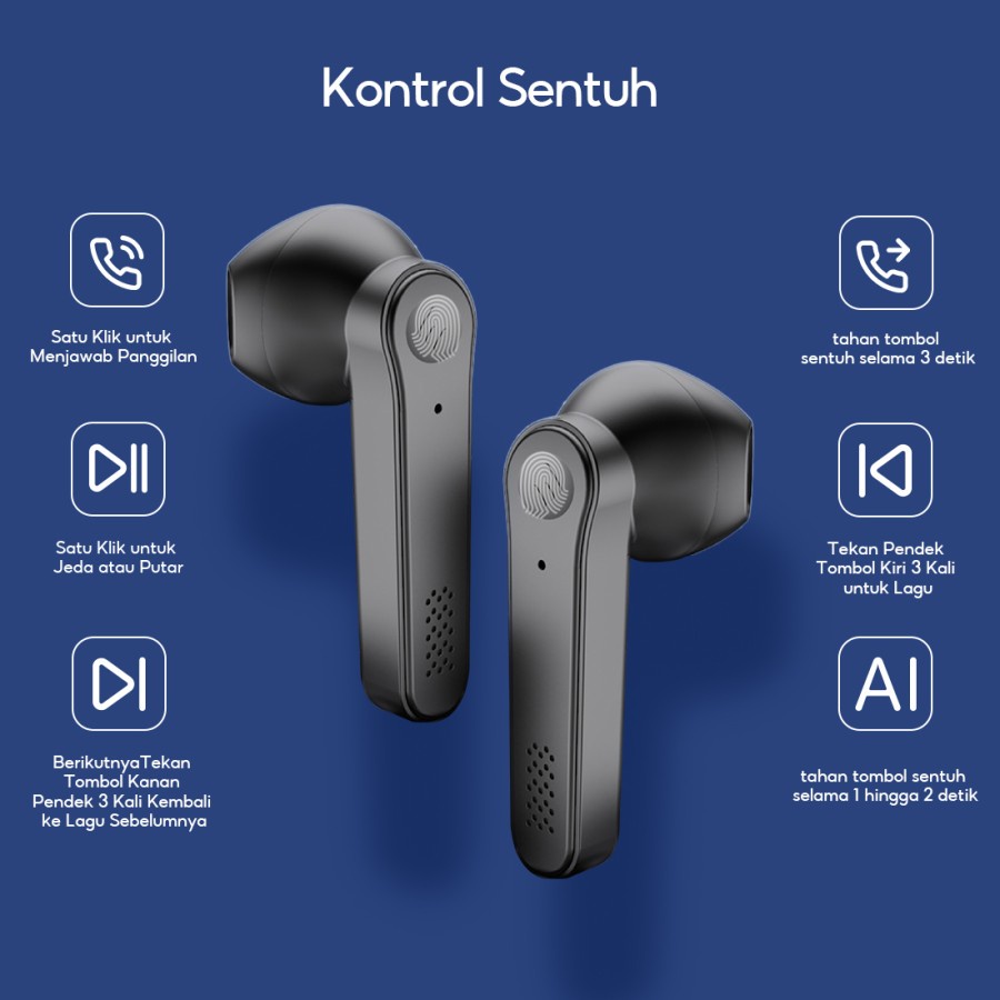 MINISO Earphone Bluetooth TWS Nirkabel Earphone Gaming Stereo Headset - Putih