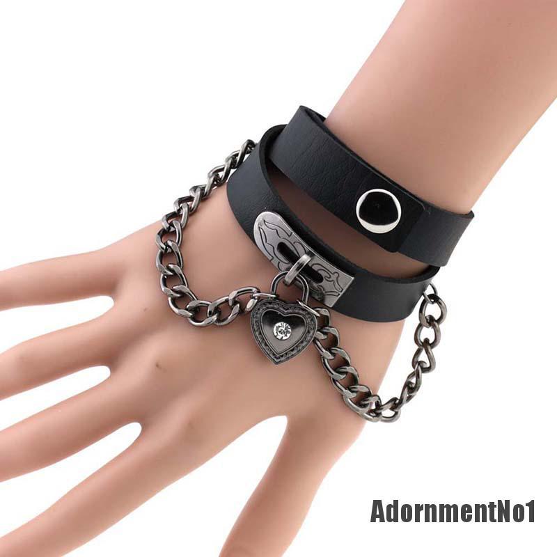 (Adornmentno1) Kalung Choker Bahan Kulit Aksen Rivet + Hati Gaya Punk / Gothic Untuk Wanita