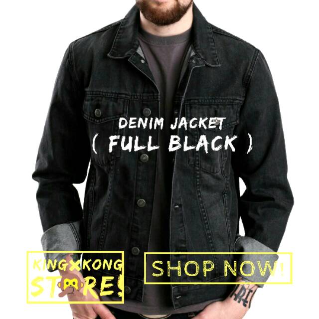 Jaket Jeans Denim Cowok Hitam