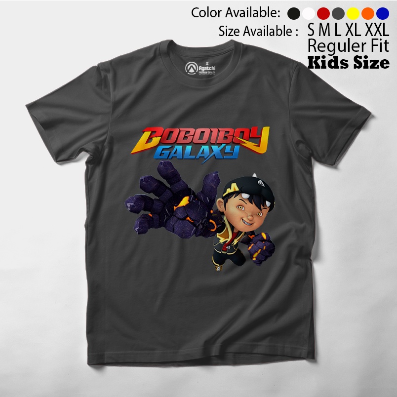 Baju Kaos Atasan Anak Laki - Laki BoboiBoy Galaxy Kuasa 7 Blaze Api Duri Es Gempa Halilintar Solar Topan