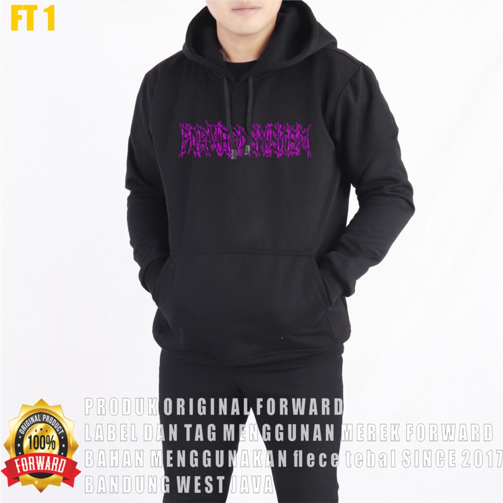 FORWARD SYSTEM - Sweater Hoodie Jumper Black &amp; Cream Motif Aesthetic Pria Bahan Katun Fleece Premium Forwardshop FT1