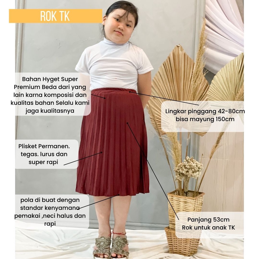 Rok Plisket Anak TK / Rok Rempel Mayung Anak Kecil TK Hyget Super Premium 100% / Rok Wanita Trendy