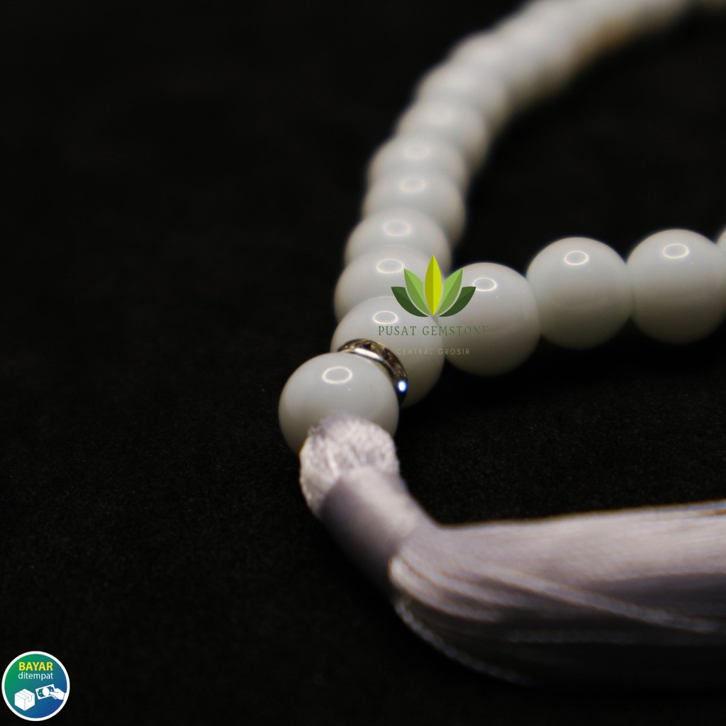 Tasbih Giok Putih 33 Butir Natural