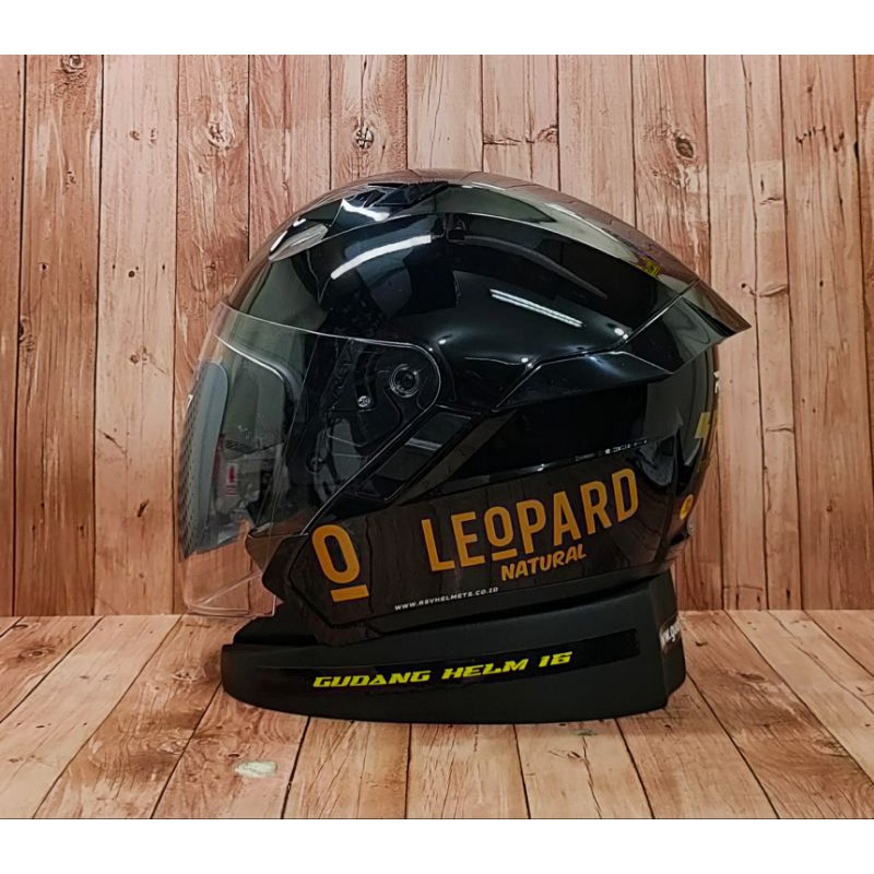 HELM RSV SV300 SOLID BLACK GLOSS - PAKET GANTENG - VISOR SMOKE - SPOILER - LEOPARD-5