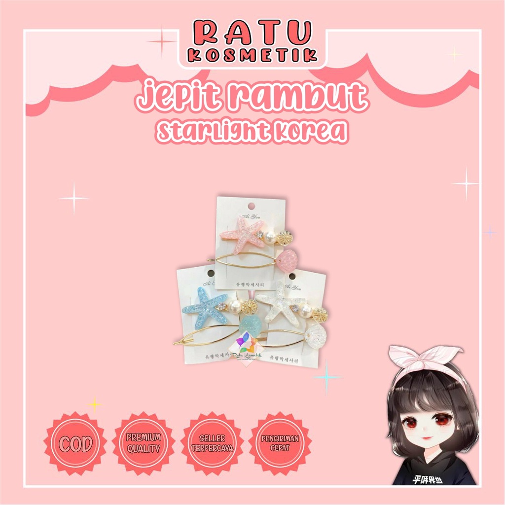 ❤ RATU ❤ Jepit Rambut Starlight Korea | Anak Wanita Lucu | Berlian Mutiara Kupu