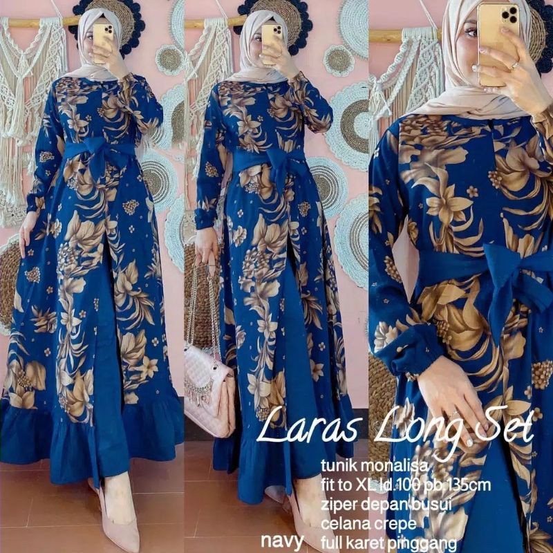 Laras Long Set / Setelan Baju Muslim Wanita 2in1 Terlaris