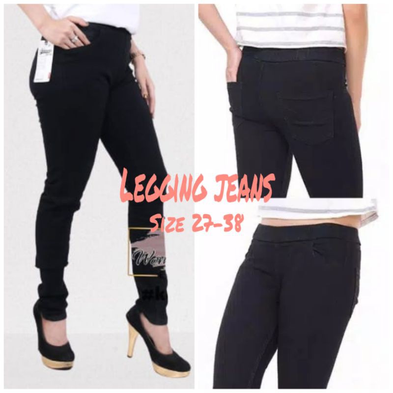 celana jeans pinggang karet lejing slim/ngaret/street