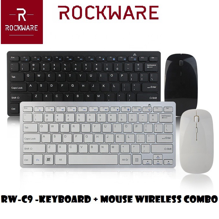 ROCKWARE RW-C9 - Keyboard Mouse Wireless Combo - Thin Slim Design