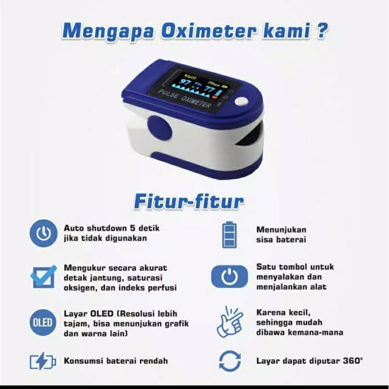 OXIMETER PULSE - DETEKSI OKSIGEN DARAH DAN DETAK JATUNG - OXYMETER