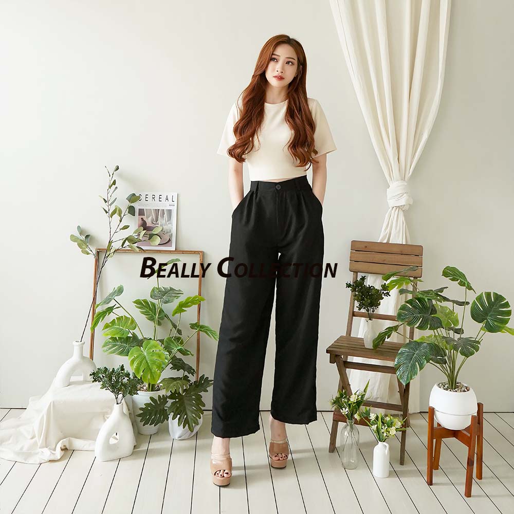 Celana Anti Kusut | Loose Pants Trousers Wanita | Yora Pants Kulot | Celana Kulot Wanita | Celana Kantor Formal | Bella Loose Pants | Celana Highwaist Kulot Wanita