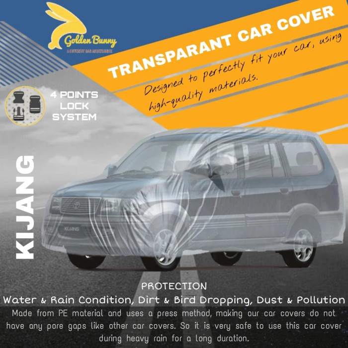 PROMO Sarung Mobil Plastik Tebal - Body Cover Transparan Kijang