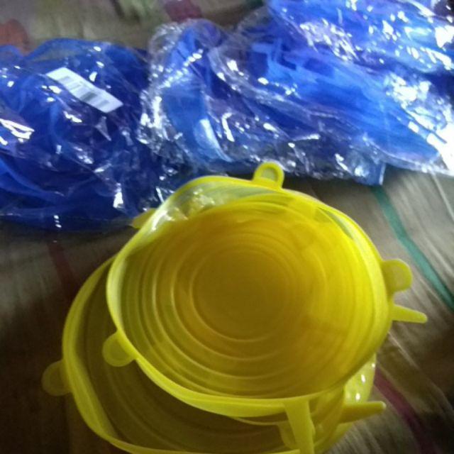 6pcs Penutup Mangkuk / Wadah Makanan Dengan Bahan Silikon Elastis Dapat Digunakan Kembali