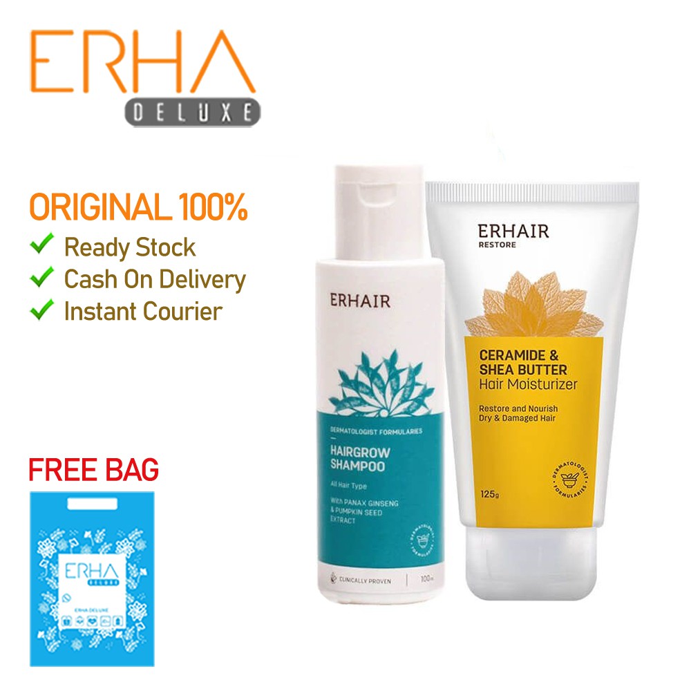 Paket Penumbuh Rambut Rontok ERHA ERHAIR Hairgrow Shampoo 100 ml + Hair