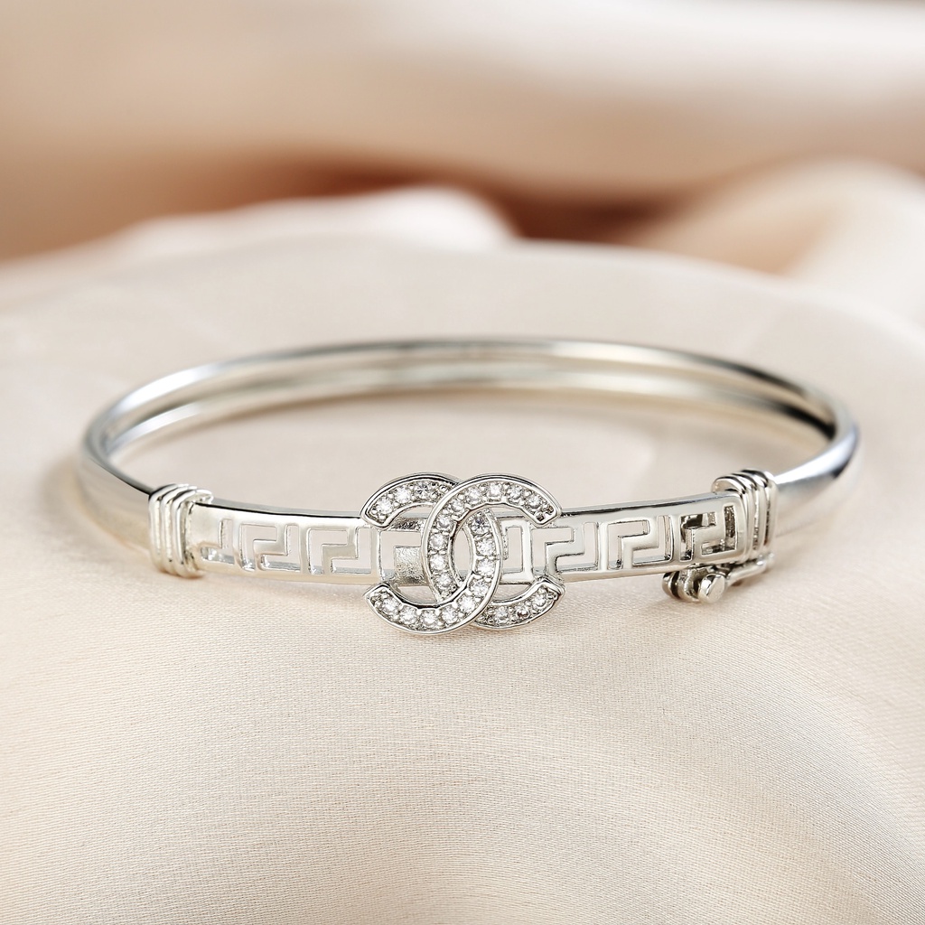 Y437 [COD✔] Gelang Titanium Dewasa Anti Luntur Gelang Aksesoris Silver Bangle Untuk Wanita