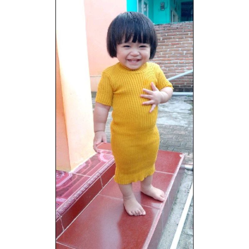 Dress Rajut Anak Perempuan 1-3 Tahun / Baju Rajut Lengan Pendek / One Set Baju Anak Rajut 2 Tahun Cewek