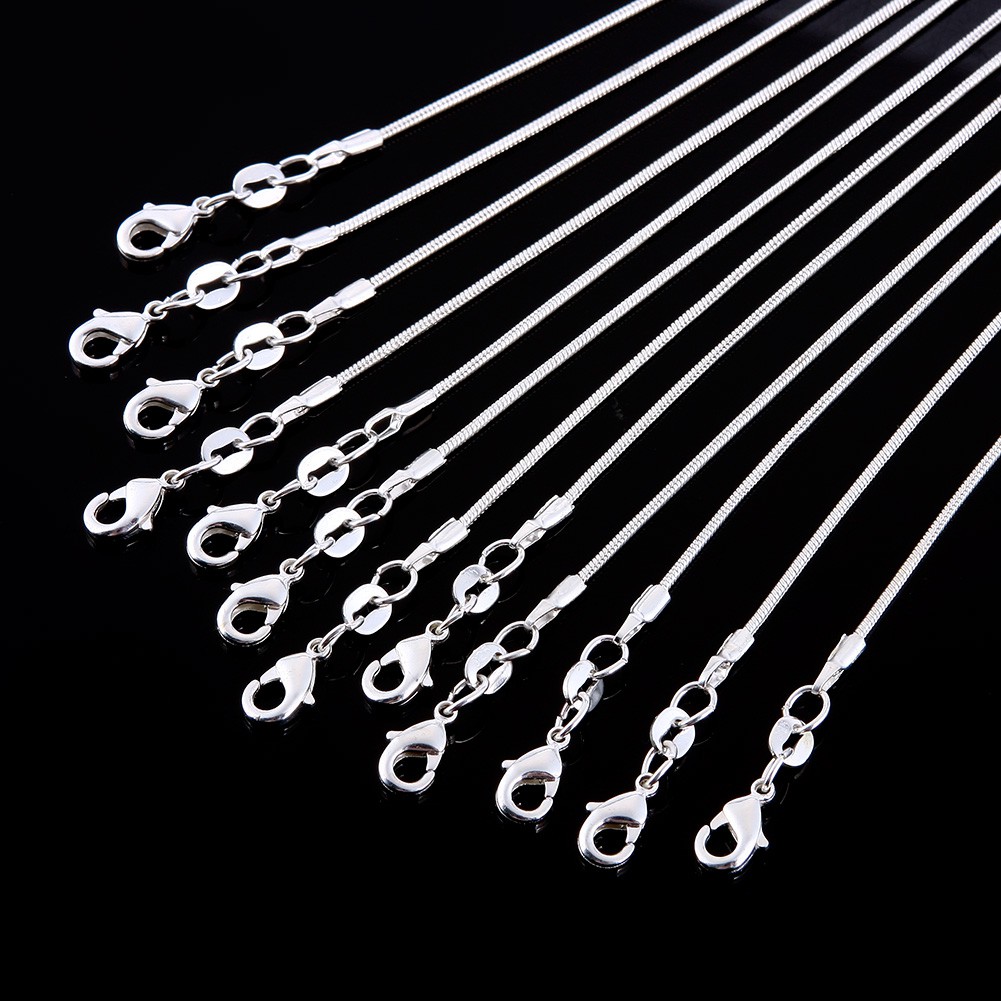 CHARMS Kalung Rantai Ular Bahan 925 Sterling Silver Plated 1.2mm Diy Untuk Membuat Perhiasan 16-24 Inch