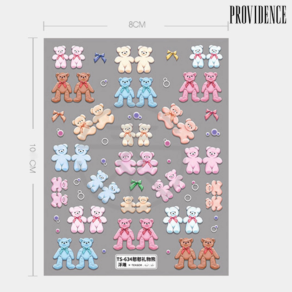 Providence Bear Shape Nail Embossed Sticker 5D Ultra Thin Craft Nail Art Decals Embossed Lovely Bear Decor for Manicure