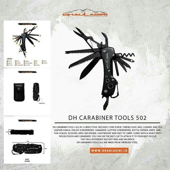 Kit | Survival Kit Multifungsi Carabiner Tools 502 Dhaulagiri Multitools Super Murah