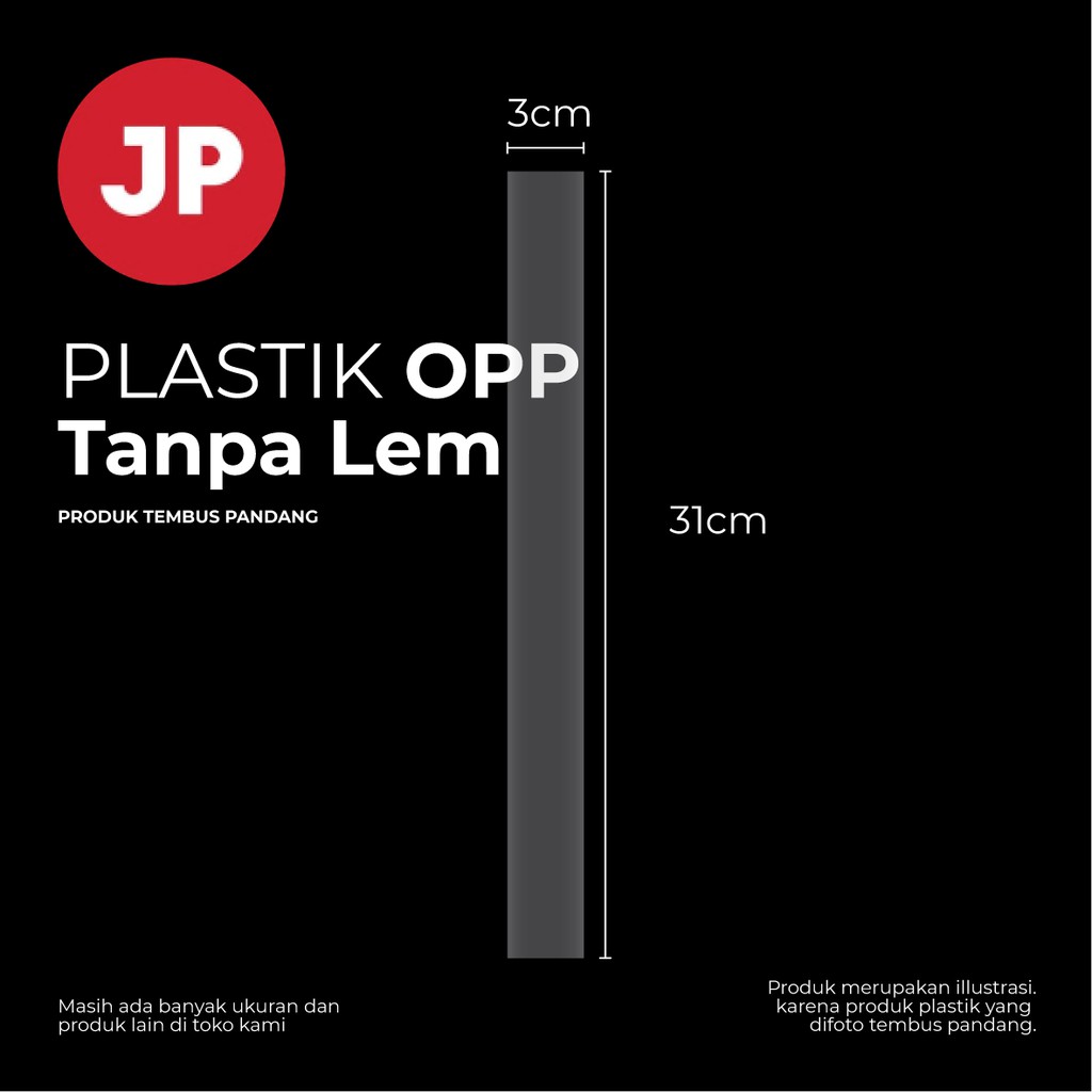 Plastik OPP Ukuran 3x31 (Tanpa Lem) untuk Aksesoris, penggaris, dll (1 pack isi 100)