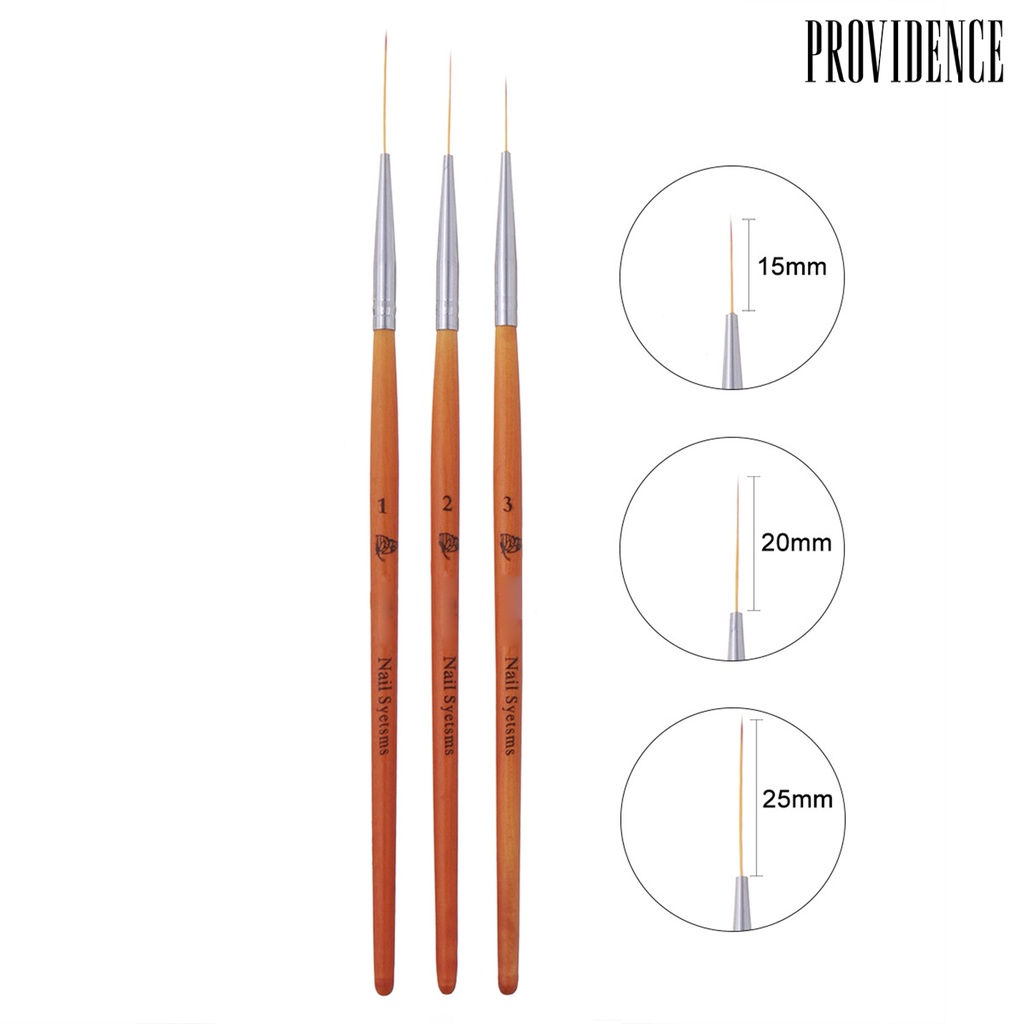 Providence 3Pcs/Set Tip Head Nail Painting Pen Ergonomics Handle Lightweight Nail Art Brush Wooden Handle French Lines Pen for Manicure