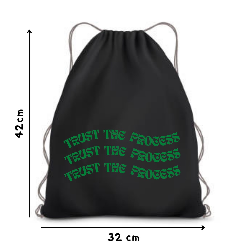 Totebag / Stringbag Trust the process tas tote bag ransel serut drawstring viral kekinian quote || Kiiyoomii ||