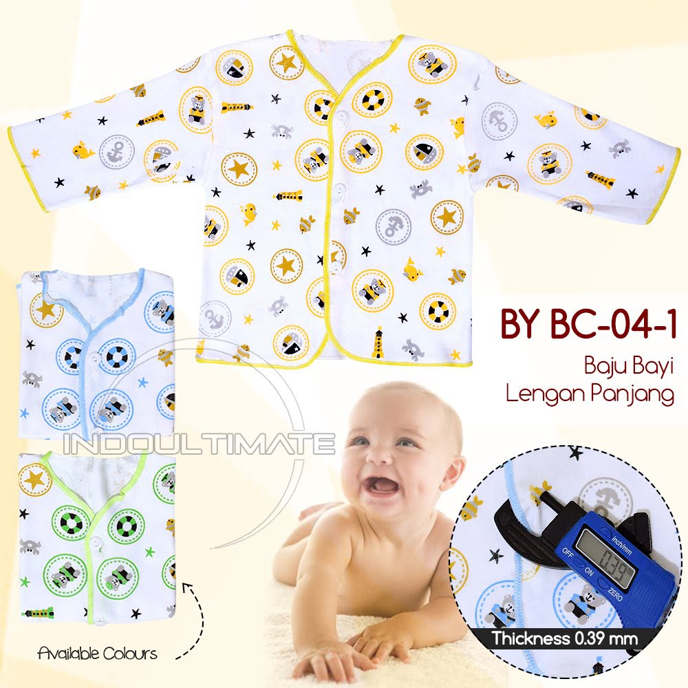 Baju Bayi DIPFY Double Knit Pakaian Kaos Atasan Lengan Panjang Bayi Newborn Baru Lahir BC-04-1