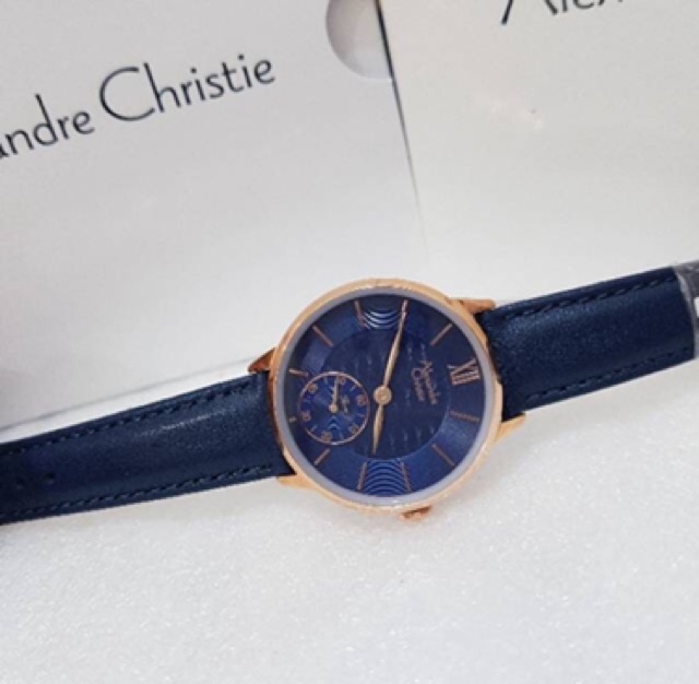 JAM TANGAN WANITA ALEXANDRE CHRISTIE AC 2682 ROSEGOLD BLUE ORIGINAL