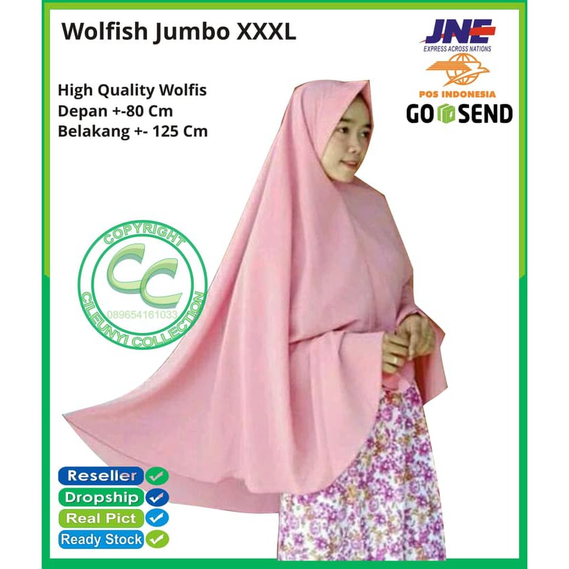 Khimar Wolfis Jumbo Pet XXXL  Jilbab Keudung Wolfish Syari