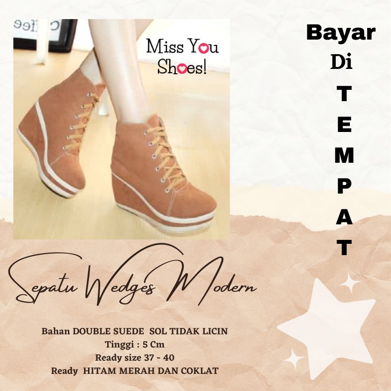 Diskon (ATM) SEPATU BOOTS KEKINIAN // SEPATU BOOT WEDGES Sepatu wanita Murah Sepatu Boot Wanita //