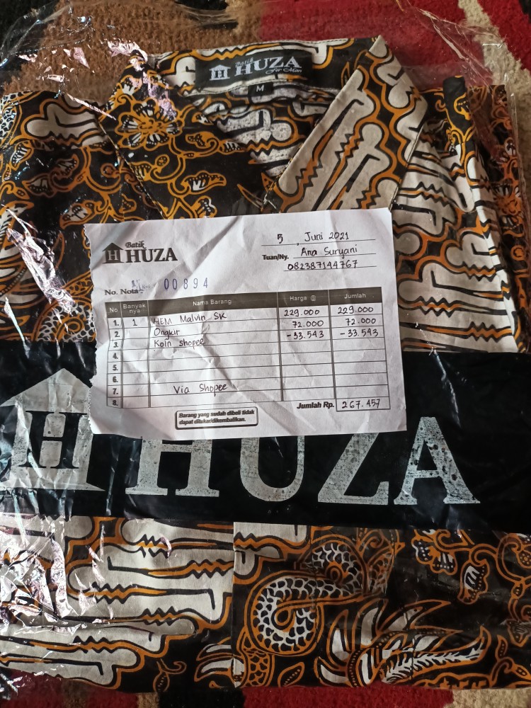 Kemeja Pria Atasan Batik Malvin Sk Atasan Pria Lengan Pendek Bahan Katun Cap Batik Huza