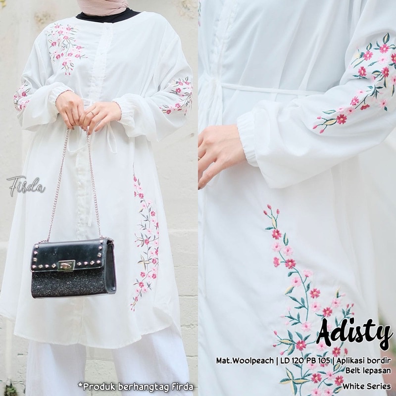 Limited Tunik Bordir Jumbo Mewah Wanita Cantik Kekinian Terbaru Putih Tunic Casual Premium Atasan