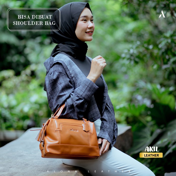 Tas Wanita Branded Model Selempang Slempang Jinjing Bahan 100% Kulit Sapi Asli Original Alona Freya Leather Sling Bag