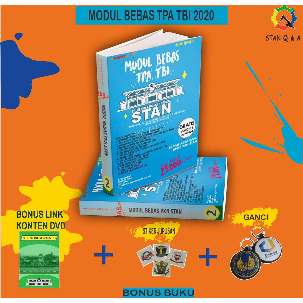 Buku SPMB PKN STAN Modul Bebas TPA TBI 2020 + ebook,ganci,stiker