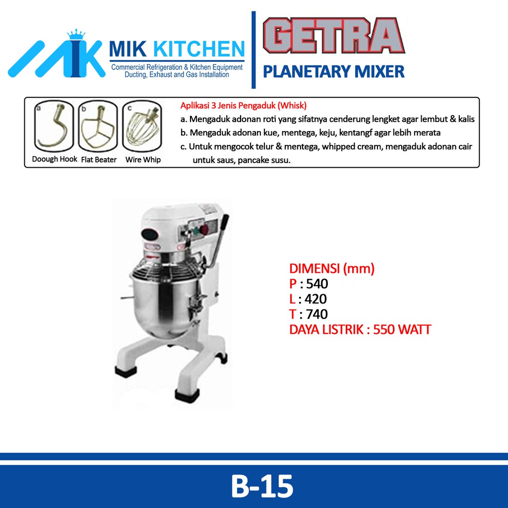 GETRA B-15 HJ ( Planetary Mixer )