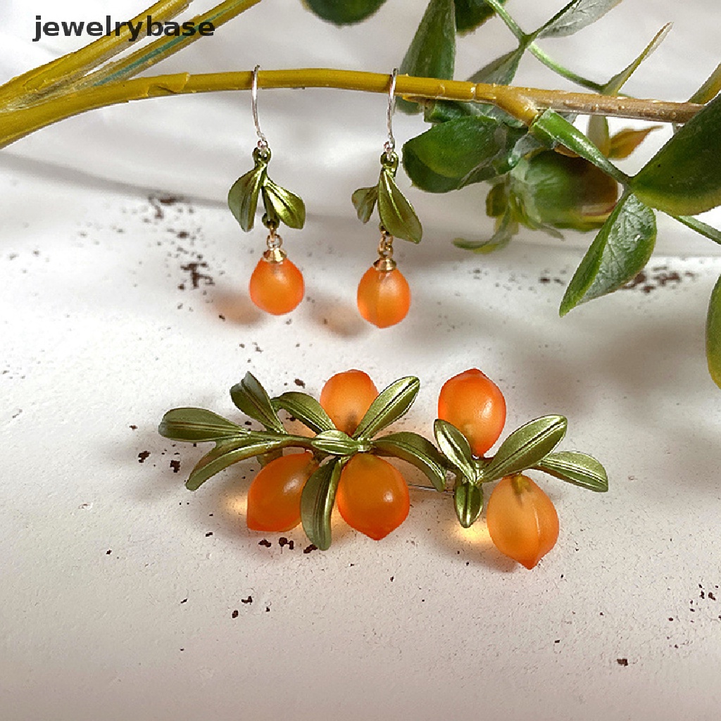 1pc Bros Bentuk Buah Jeruk Daun Gaya Retro Untuk Wanita