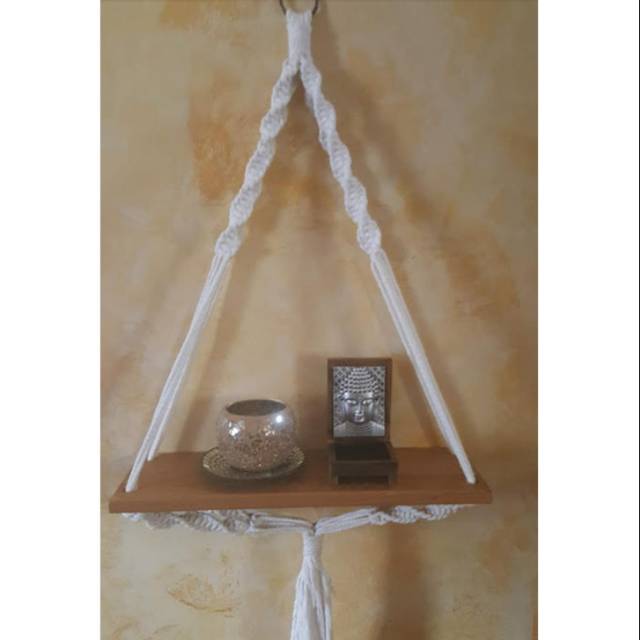 READY STOK) macrame rak kayu gantung/ Macrame ambalan/ rak buku/ Dekorasi rumah