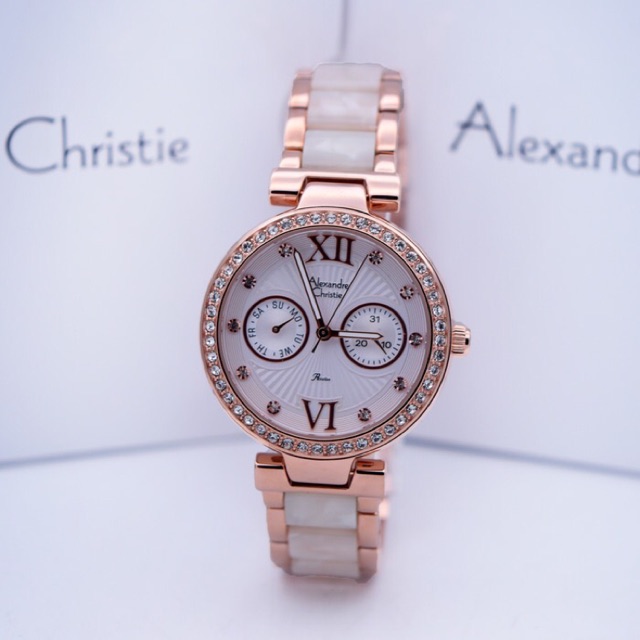Jam Tangan Wanita/Cewek Alexandre Christie AC 2514 Rosegold White.Original Garansi Resmi 1 Tahun