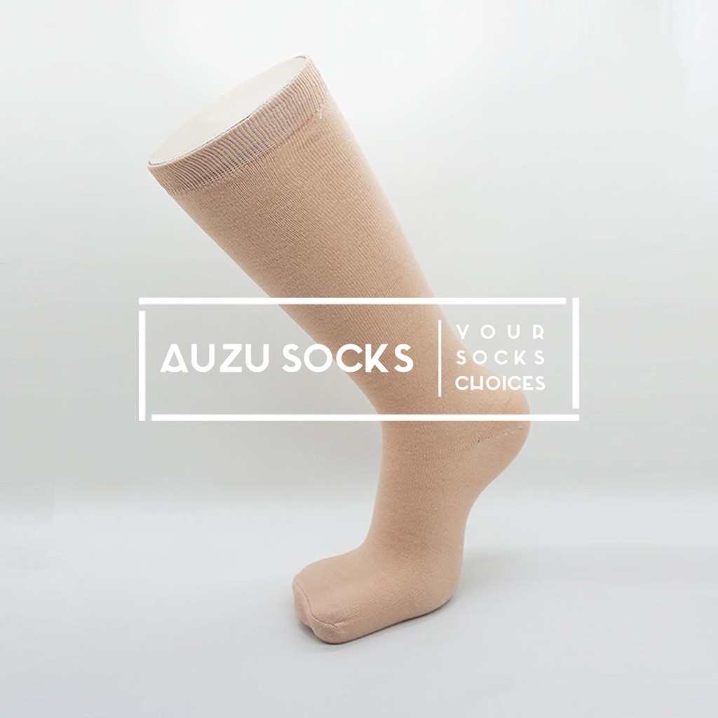 Kaos Kaki Wanita Muslimah Panjang Selutut warna cream putih hitam-3