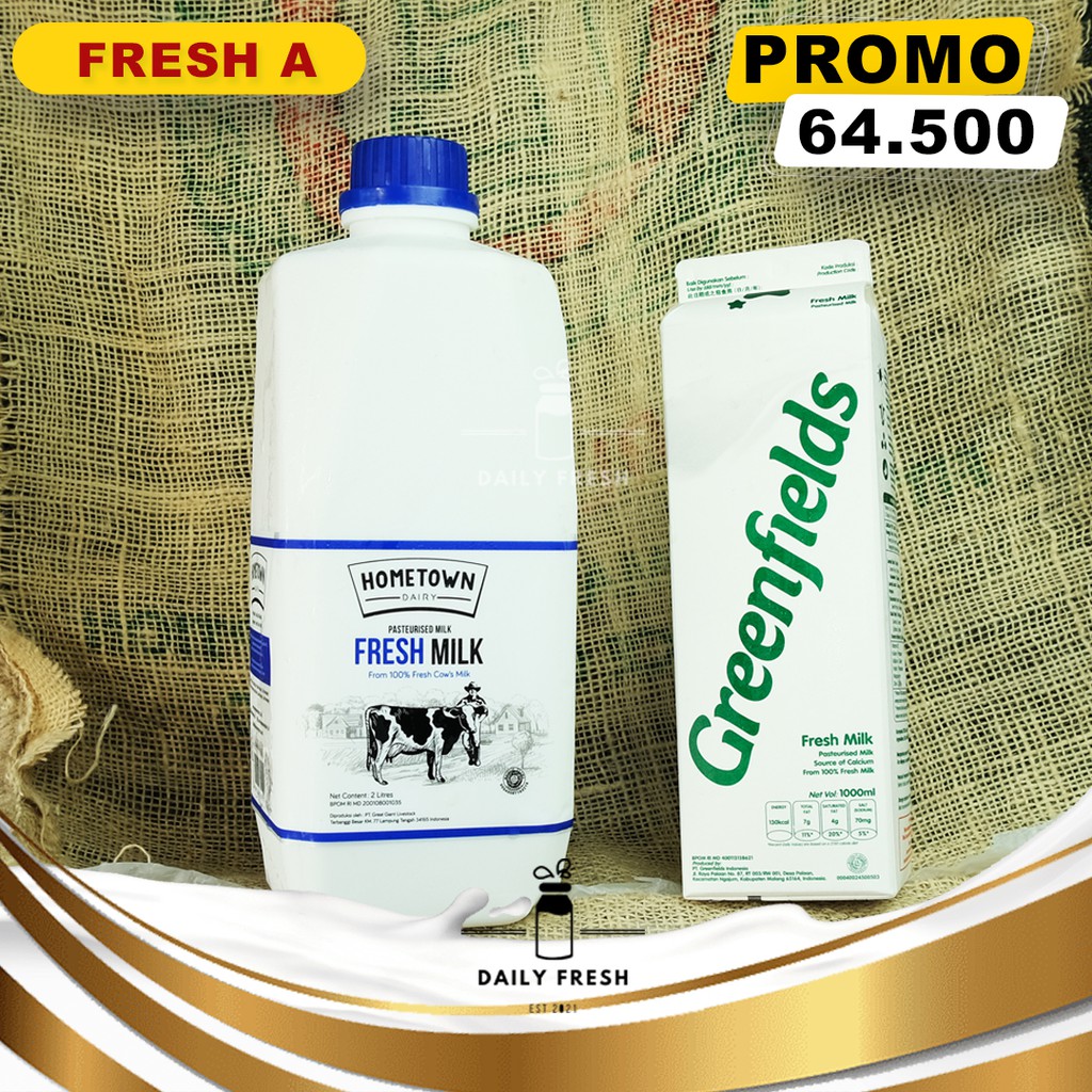 

BUNDLING FRESH A (HOMETOWN FRESH MILK 2L+ GREENFIELDS FRESH MILK 1L)