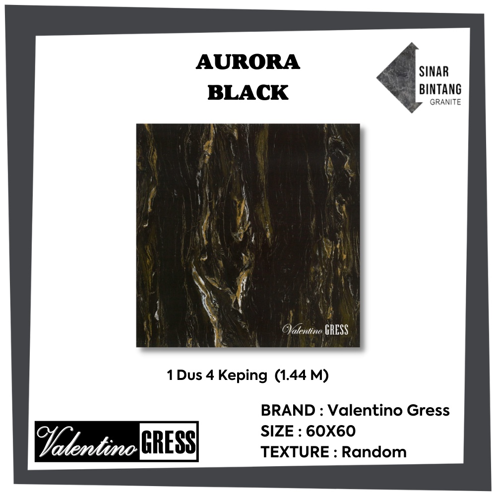 Granit 60 X 60 | Granit Lantai Aurora Black VALENTINO GRESS