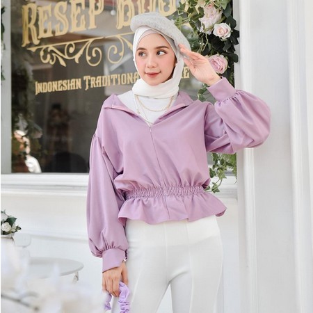 KATLINA TOP BLOUSE BAJU ATASAN WANITA MUSLIM BLUS KATUN LENGAN BALON